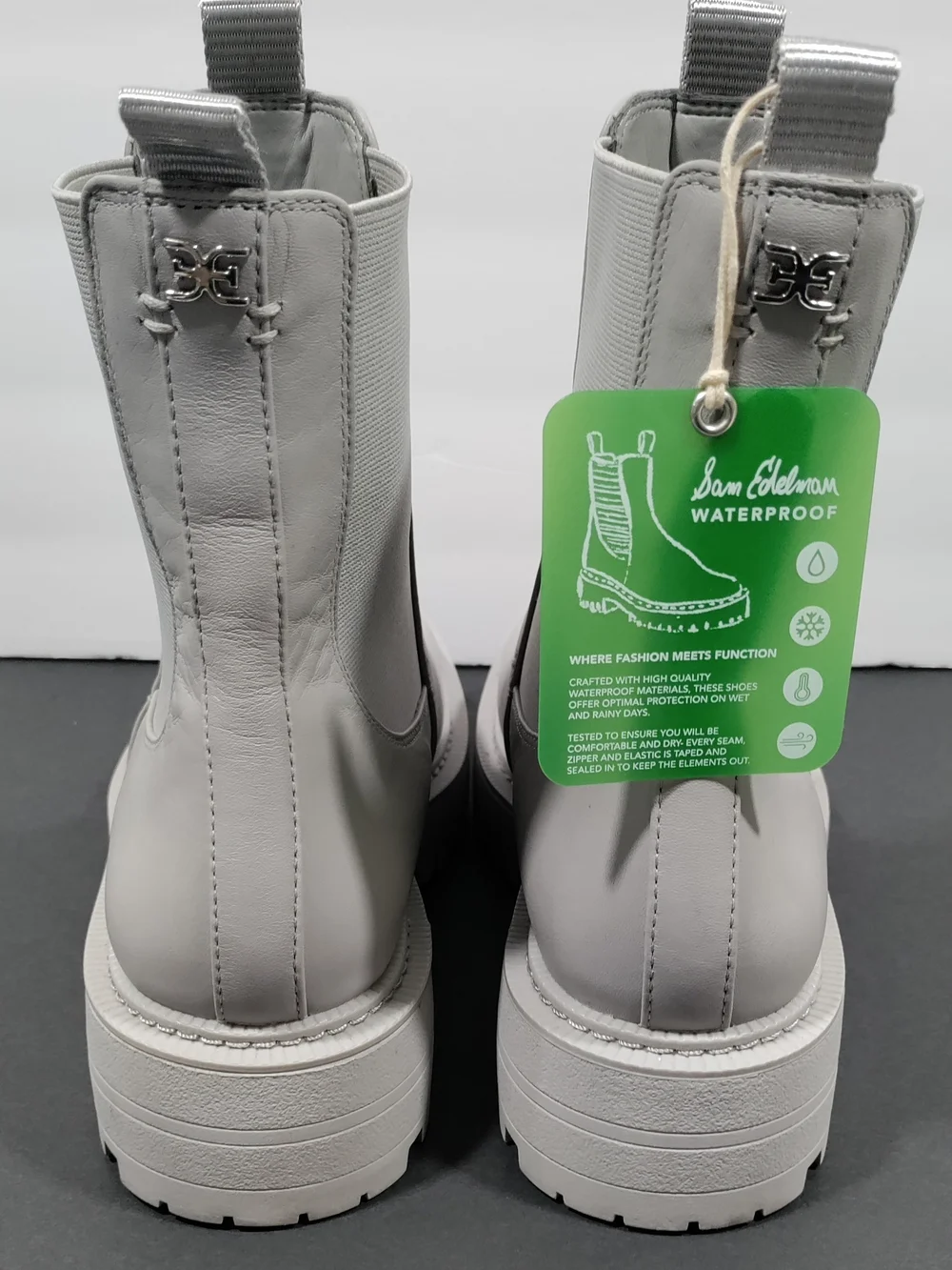 Sam Edelman Laguna Waterproof Leather Chelsea Boots Gray Size 8.5M NWT